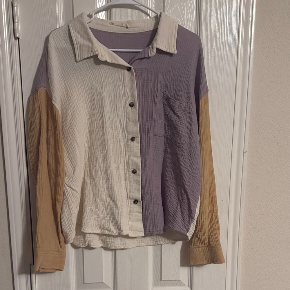Ada Faye Colorblock Button-Up Shirt